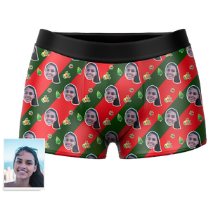 Men's Christmas Gifts Stripe Customized Face Boxer Shorts
