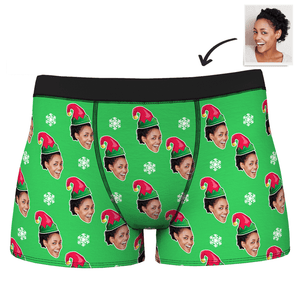 Men's Customized Christmas Elf Face Boxer Shorts
