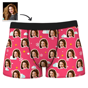 Men's Christmas Gifts Cloud Customized Face Boxer Shorts