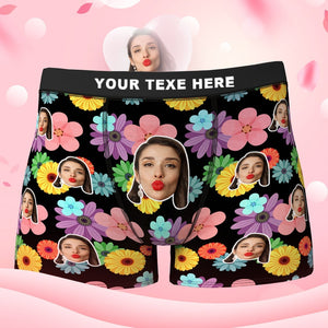 Custom Face Boxer Shorts personalised Photo Boxer Shorts Valentine's Day Gifts - Colorful Flowers