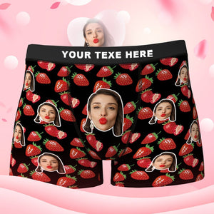 Custom Face Boxer Shorts personalised Photo Boxer Shorts Valentine's Day Gifts - Full of Strawberry