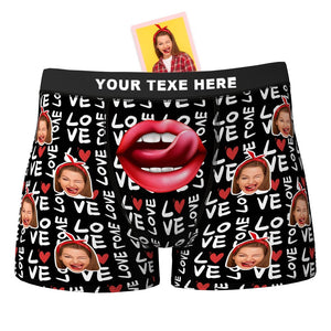 Custom Face Boxer Shorts personalised Photo Boxer Shorts Valentine's Day Gifts - Mouth
