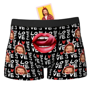 Custom Face Boxer Shorts personalised Photo Boxer Shorts Valentine's Day Gifts - Mouth