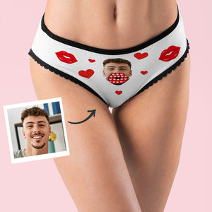 Custom Face Lips and Heart Underwear for Her Personalized Thongs Valentine Gift