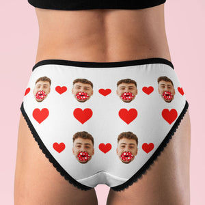 Custom Face Heart Boxers Personalized Lips Thongs Valentine's Day Gift For Her
