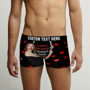 Custom Face on Body Boxer Briefs Large Package Personalized Naughty Valentine's Day Gift for Him