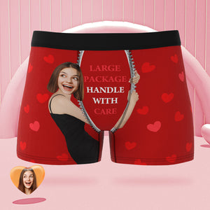 Custom Face on Body Boxer Briefs Large Package Personalized Naughty Valentine's Day Gift for Him