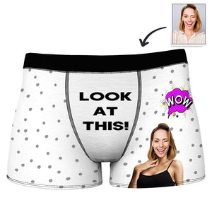 Custom Photo Boxer Shorts for Men with WOW LOOK AT THIS Printed
