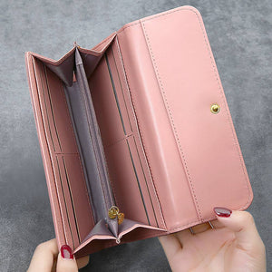 Women's Photo Engraved Trifold Photo Wallet - Pink Leather