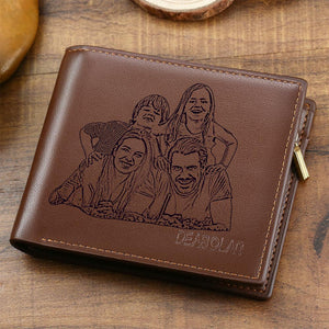 Father's Birthday Gift - Custom Photo Engraved Wallet