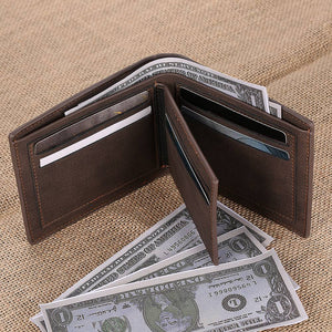 Custom Photo Engraved Wallet Short Style Bifold - Coffee Leather