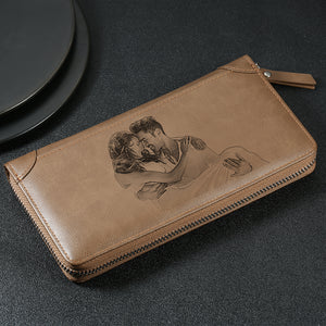 Custom Photo Engraved Wallet, Long Style Birthday Gift - Men's