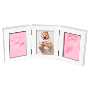 Folding Photo Frame Recording Newborn Handprint and Footprint with Pink Mud