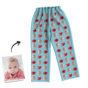 Multi-Color Custom Photo Long Sleeve Pajamas Sleepwear Nightwear Love Baby