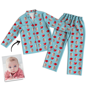 Multi-Color Custom Photo Long Sleeve Pajamas Sleepwear Nightwear Love Baby