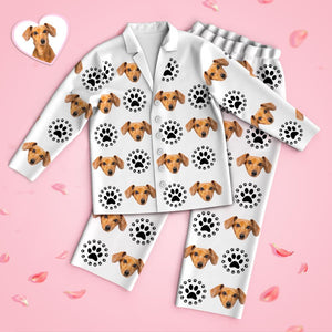 Custom Face Long Sleeve Pajamas Sleepwear Set - Dog Mom