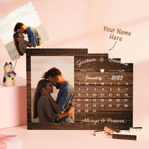 Custom Building Block Puzzle Horizontal Trio Photo Brick Calendar Anniversary Valentine Gift - MadeMineUK