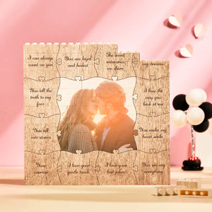 Custom Building Block Puzzle Square Photo Brick Write 12 Reasons to Love Him/Her - MadeMineUK