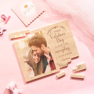 Custom Building Block Puzzle Horizontal Trio Photo Brick Valentine Gift I love You Every Day - MadeMineUK