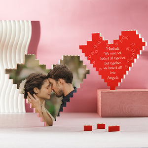 Custom Building Block Puzzle Heart Shape Photo Brick Valentine Gift for Lover - MadeMineUK