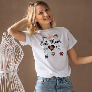 Custom Face T-shirt Cat Mom Cat Face Personalised Shirt