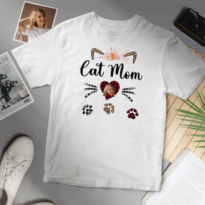 Custom Face T-shirt Cat Mom Cat Face Personalised Shirt