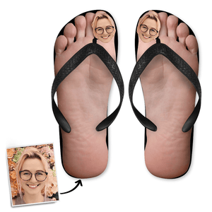 Custom Face Photo Big Toe Flip Flops Funny Sandals