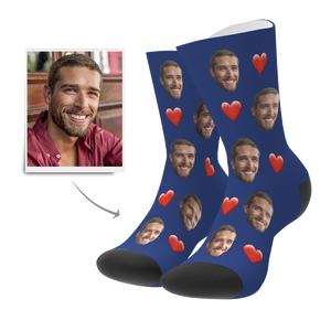 Custom Photo Love Face Socks with Text