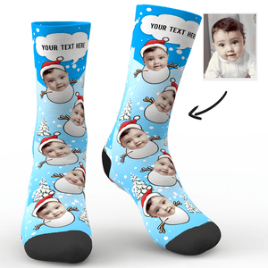 Christmas Snowman Baby Socks with Text