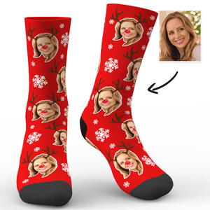 Christmas Deer and Snowflakes Socks