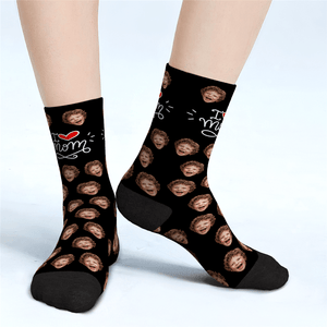 Custom Face Socks Gift For Mum - I Love Mom Mother's Day Gifts