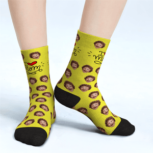 Custom Face Socks Gift For Mum - I Love Mom Mother's Day Gifts