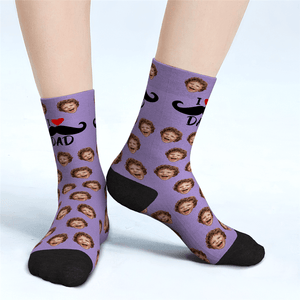 Custom Face Socks For Dad Father's Day Gifts - I Love Dad