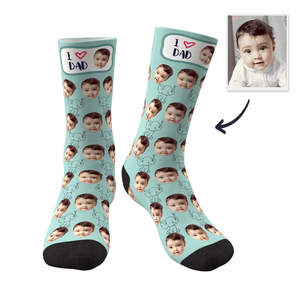 Custom Face Socks Cute Elephant For Dad I Love Dad Father's Day Gifts