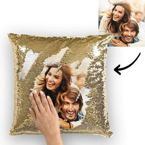 Custom Love Couple Photo Magic Sequins Pillow Multicolor Shiny 15.75''*15.75''