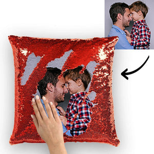 Custom Family Photo Magic Sequins Pillow Multicolor Shiny 15.75''*15.75''