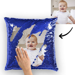Custom Cute Baby Photo Magic Sequins Pillow Multicolor Shiny 15.75''*15.75''