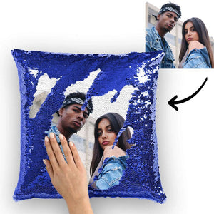 Couple Photo Personalised Magic Sequins Pillow Multicolor Shiny 15.75''*15.75''