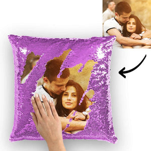 Couple Photo Personalised Magic Sequins Pillow Multicolor Shiny 15.75''*15.75''
