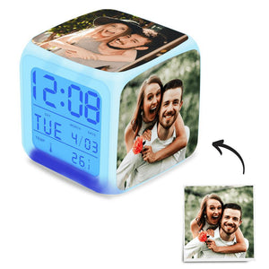 Personalised Photo Alarm Clock Home Decoration Multiphoto Colorful Lights Gifts for Her