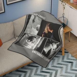 Family Love Personalised Fleece Photo Blanket with 4 Photos