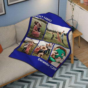 Custom Photo Fleece Blanket Friends & Family with 5 Photos 50x60