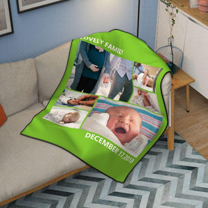 Family Love Personalised Fleece Photo Blanket with 6 Photos