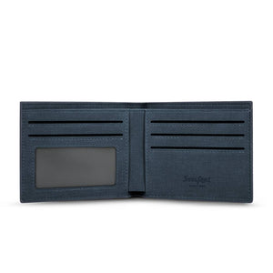 Men's Bifold Custom Inscription Photo Wallet - Blue Leather