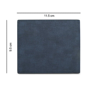 Men's Bifold Custom Inscription Photo Wallet - Blue Leather