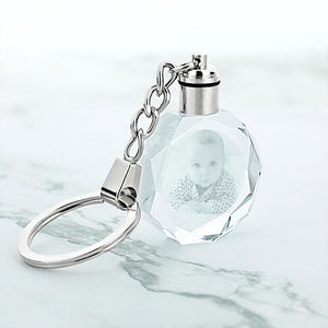 Custom Crystal Photo Keychain Octagon - Gifts for Mum