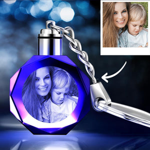 Custom Crystal Octagon Photo Keychain - For Mum
