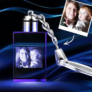 Custom Crystal Photo Keychain Rectangle - Mother's Day Gifts
