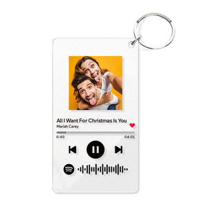 Spotify Glass Custom Scannable Keychain Spotify Code Music Plaque Keyring (2.1IN X 3.4IN)