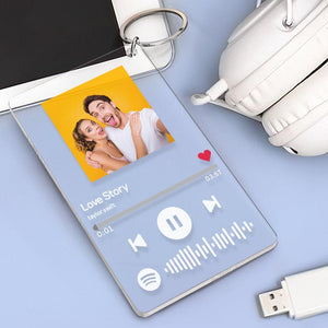 Custom Scannable Spotify Code Keychain With Personalised Photo Music Plaque Keyring(2.1IN X 3.4IN)
